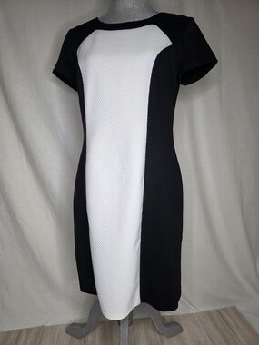 AB Studio Black & White Panel Sheath Dress Size 6